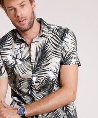 Camisa-Masculina-Tradicional-Estampada-de-Folhagem-Manga-Curta-Bege-9645917-Bege_5