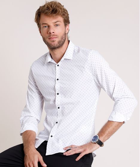 camisa branca slim fit masculina