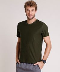 Camiseta-Masculina-Basica-Flame-Manga-Curta-Gola-V-Verde-Militar-9595137-Verde_Militar_1