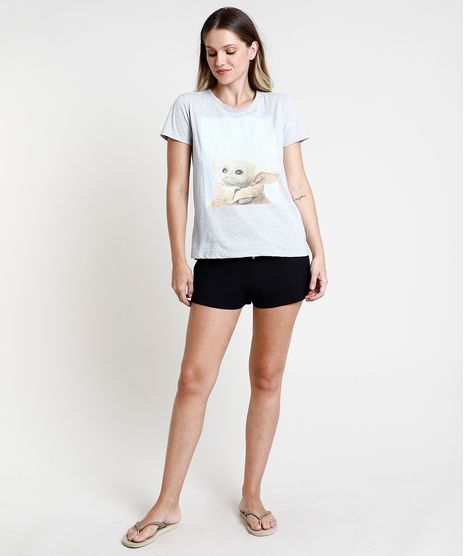 Pijama-Feminino-Baby-Yoda-Star-Wars-Manga-Curta-Decote-Redondo-Cinza-Mescla-9920600-Cinza_Mescla_1