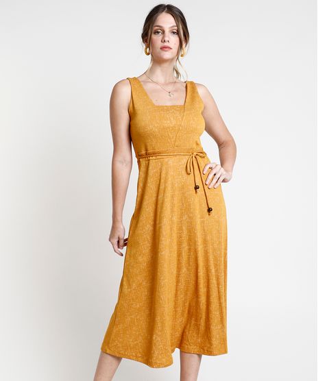 Vestido-Feminino-Midi-com-e-Cordao-Alca-Media--Mostarda-9874610-Mostarda_1