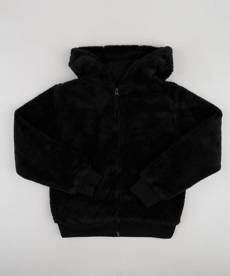 Blusao-Infantil-em-Pelucia-com-Ziper-e-Capuz-Preto-9808280-Preto_1