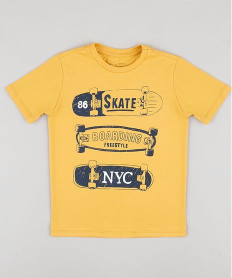 Camiseta-Infantil--Boarding--Skate-Manga-Curta-Mostarda-9883049-Mostarda_1