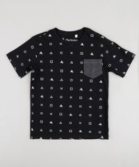 Camiseta-Infantil-Playstation-com-Bolso-Manga-Curta-Preto-9866199-Preto_1