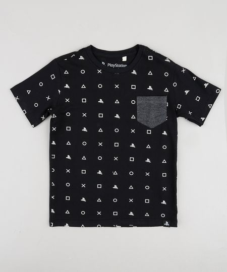 Camiseta-Infantil-Playstation-com-Bolso-Manga-Curta-Preto-9866199-Preto_1