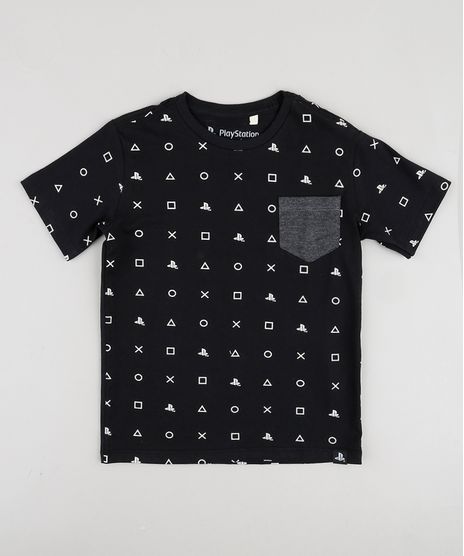 Camiseta-Infantil-Playstation-com-Bolso-Manga-Curta-Preto-9866199-Preto_1