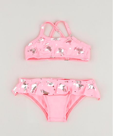 Biquini-Infantil-Estampado-de-Unicornio-Metalizado-com-Babado-Protecao-UV50--Rosa-Neon-9804920-Rosa_Neon_1