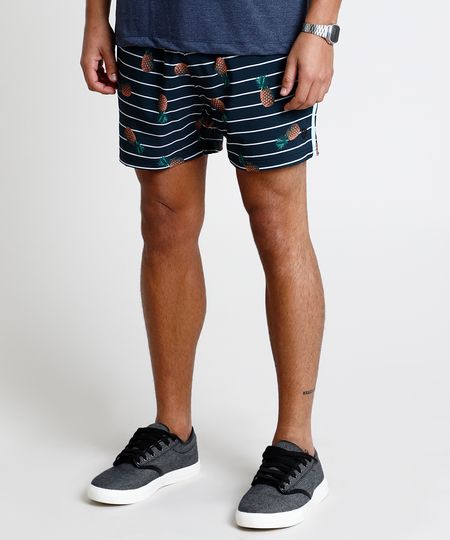 Short-Masculino-Estampado-de-Abacaxi-Listrado-com-Bolso-Preto-9863753-Preto_1