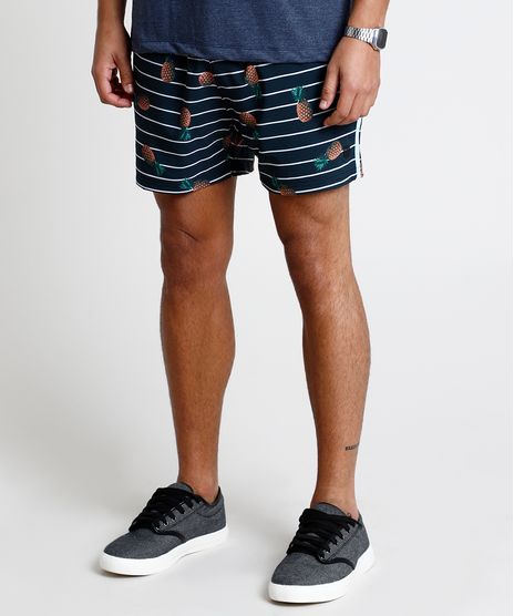 Short-Masculino-Estampado-de-Abacaxi-Listrado-com-Bolso-Preto-9863753-Preto_1