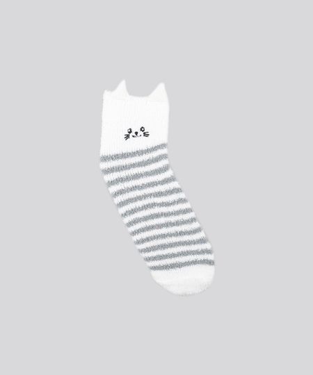 Meia-em-Plush-Listrada--Gatinho--Branca-8491590-Branco_1