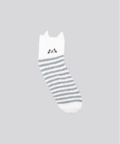 Meia-em-Plush-Listrada--Gatinho--Branca-8491590-Branco_1