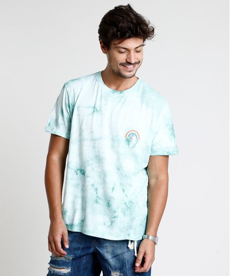 Camiseta-Masculina-Estampada-Tie-Dye-Manga-Curta-Gola-Careca-Verde-Claro-9848209-Verde_Claro_1