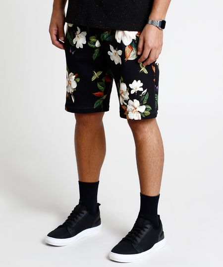 Bermuda-Masculina-Relaxed-em-Moletom-Preta-9891603-Preto_1