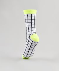 Meia-Feminina-Cano-Alto-Estampada-Quadriculada-Neon-Branca-9885614-Branco_2