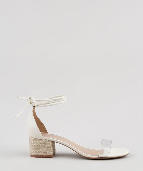 sandalia off white salto medio