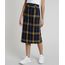 Saia-Feminina-Mindset-Midi-Estampada-Xadrez-com-Cinto-Azul-Marinho-9909658-Azul_Marinho_1
