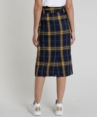 Saia-Feminina-Mindset-Midi-Estampada-Xadrez-com-Cinto-Azul-Marinho-9909658-Azul_Marinho_2