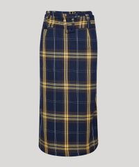 Saia-Feminina-Mindset-Midi-Estampada-Xadrez-com-Cinto-Azul-Marinho-9909658-Azul_Marinho_5