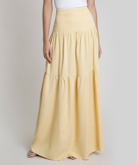 Saia-Feminina-Mindset-Longa-com-Recortes-Amarela-9942363-Amarelo_1