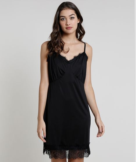 vestido slip dress preto