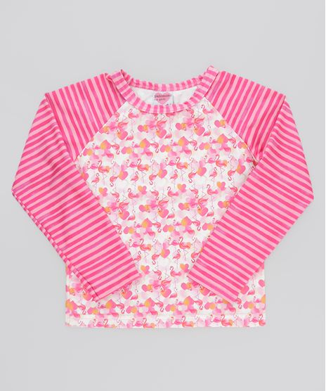 Blusa-Estampada-de-Flamingos-com-Protecao-UV-Rosa-8560716-Rosa_1