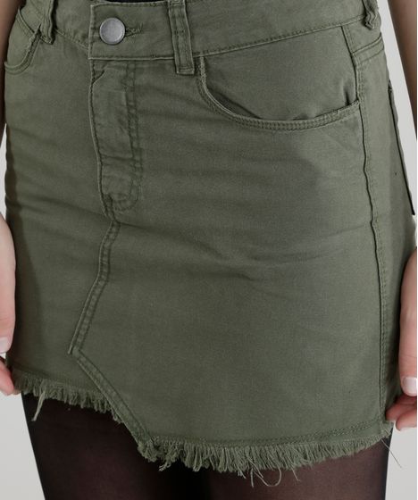 saia verde militar jeans