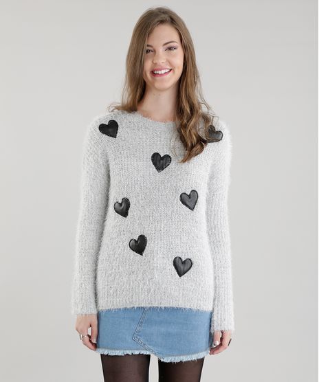 Cardigan-em-Trico-com-Coracoes-Cinza-Mescla-8457120-Cinza_Mescla_1