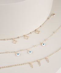 Kit-de-3-Pulseiras-Femininas-Folheadas-Olho-Grego-e-Trevo-Dourado-9883545-Dourado_2