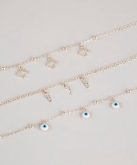 Kit-de-3-Pulseiras-Femininas-Folheadas-Olho-Grego-e-Trevo-Dourado-9883545-Dourado_4