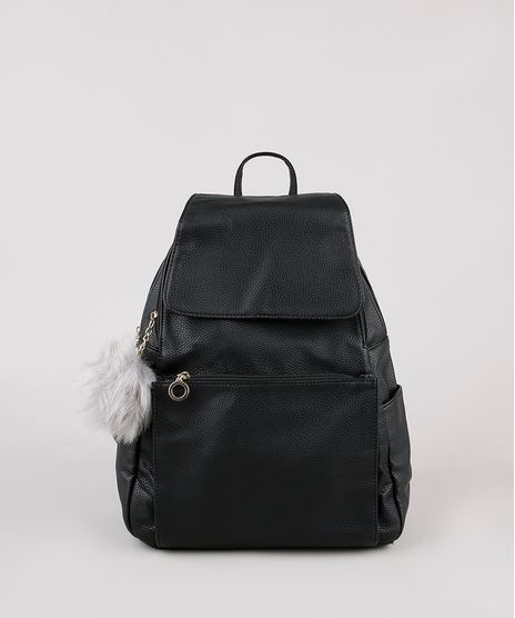 Mochila-Feminina-com-Pompom-Preta-8505200-Preto_1