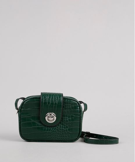 Bolsa-Feminina-Transversal-Pequena-Croco--Verde-Escuro-9505299-Verde_Escuro_1
