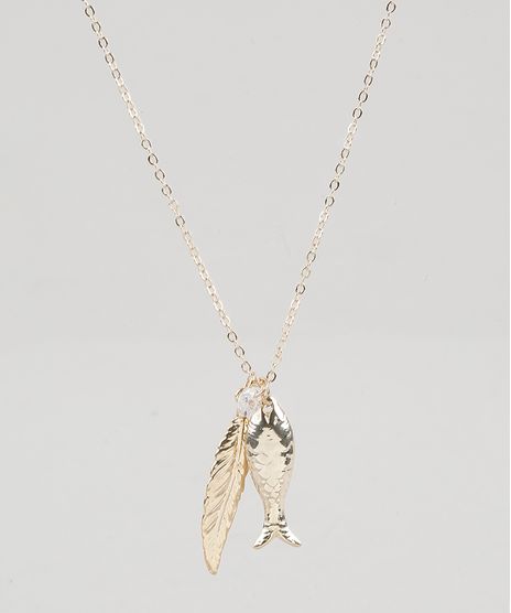 Colar-Feminino-Folheado-com-Pingentes-de-Peixinho-Dourado-9883530-Dourado_1