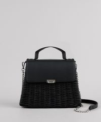Bolsa-Feminina-de-Palha-Media-Alca-Transversal-com-Corrente-Preta-9615004-Preto_1