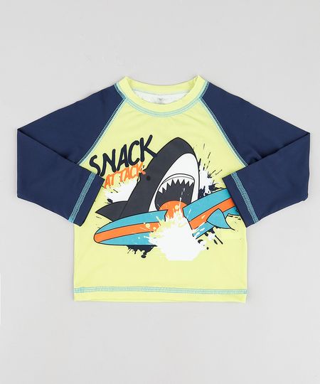 Camiseta-de-Praia-Infantil-Tubarao-Manga-Longa-Protecao-UV50---Verde-9744163-Verde_1