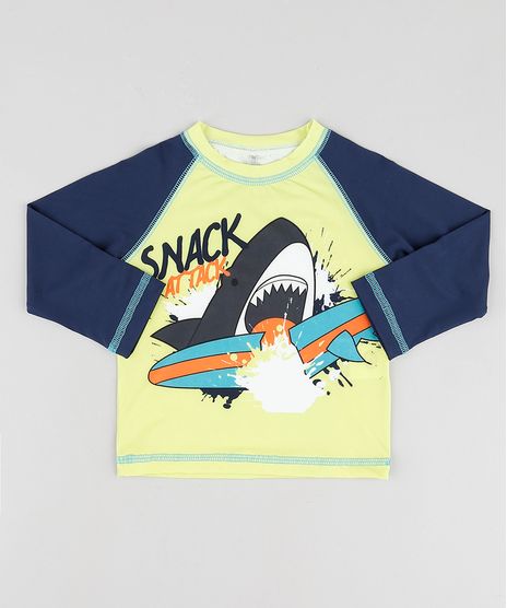 Camiseta-de-Praia-Infantil-Tubarao-Manga-Longa-Protecao-UV50---Verde-9744163-Verde_1