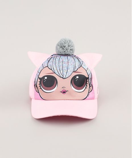 Bone-Infantil-Aba-Curva-LOL-Surprise-com-Brilho-e-Pompons-Rosa-Claro-9866258-Rosa_Claro_1