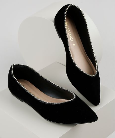 Sapatilha-Feminina-Via-Uno-Bico-Fino-com-Bolinhas-Metalizadas-Preta-9840220-Preto_1