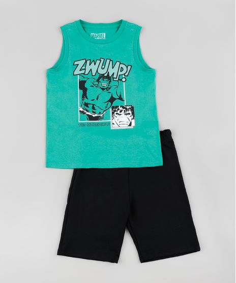 Conjunto-Infantil-Hulk-de-Regata-Verde---Bermuda-em-Moletom-Preta-9878067-Preto_1