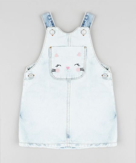 Salopete-Jeans-Infantil-com-Bolso-Bordado-de-Gatinho-Azul-Claro-9894176-Azul_Claro_1