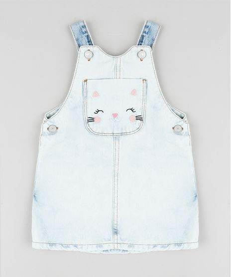 Salopete-Jeans-Infantil-com-Bolso-Bordado-de-Gatinho-Azul-Claro-9894176-Azul_Claro_1