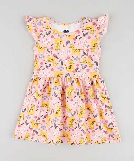 Vestido-Infantil-Estampado-de-Leopardo-com-Babado-Sem-Manga--Rosa-9895124-Rosa_1