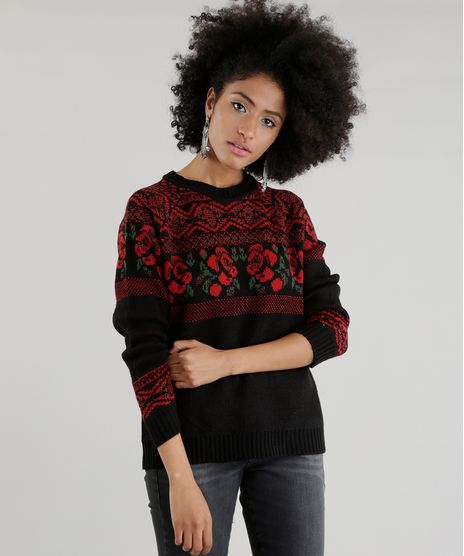 Sueter-em-Trico-Estampado--Floral-Preto-8494343-Preto_1