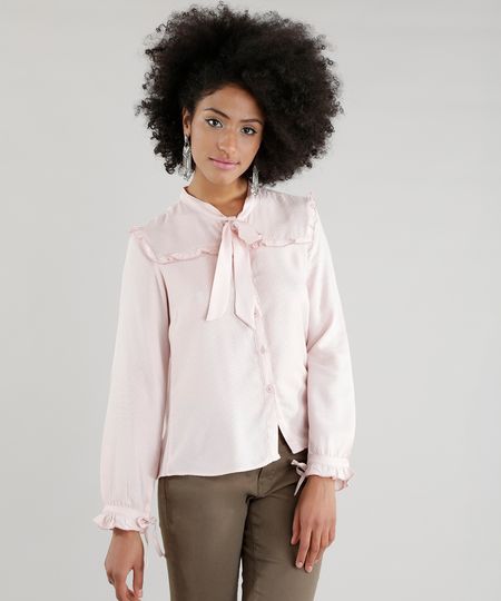 Camisa-com-Laco-e-Babados-Rose-8627630-Rose_1 Camisa-com-Laco-e-Babados-Rose-8627630-Rose_1