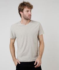 Camiseta-Masculina-Basica-Flame-Manga-Curta-Gola-V-Bege-9595137-Bege_1