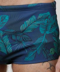 Sunga-Masculina-Tradicional-Estampada-de-Folhagem-Protecao-UV50---Azul-Marinho-9896864-Azul_Marinho_3