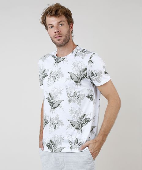 Camiseta-Masculina-Comfort-Estampada-de-Folhagem-Manga-Curta-Gola-Careca-Branca-9904010-Branco_1