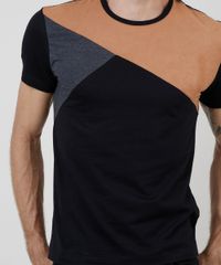 Camiseta-Masculina-Slim-com-Recorte-em-Suede-Manga-Curta-Gola-Careca-Preta-9899423-Preto_4