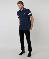 Polo-Masculina-Comfort-Fit-com-Recorte-e-Bordado-Manga-Curta-Azul-Marinho-9870321-Azul_Marinho_3