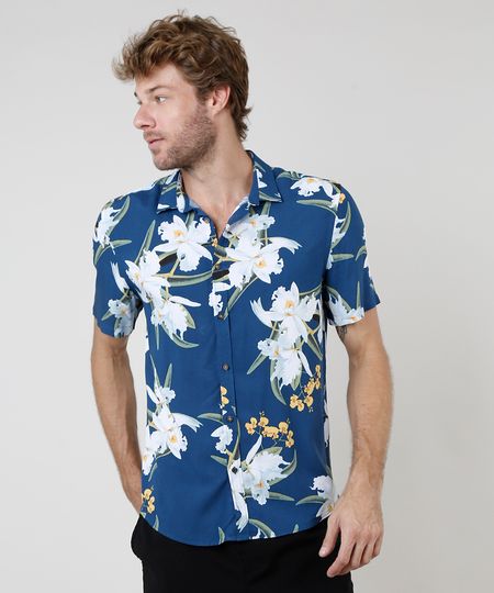 Camisa-Masculina-Relaxed-Estampada-Floral-Manga-Curta-Azul-Marinho-9657157-Azul_Marinho_1