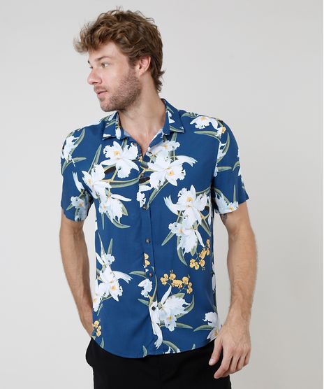Camisa-Masculina-Relaxed-Estampada-Floral-Manga-Curta-Azul-Marinho-9657157-Azul_Marinho_1